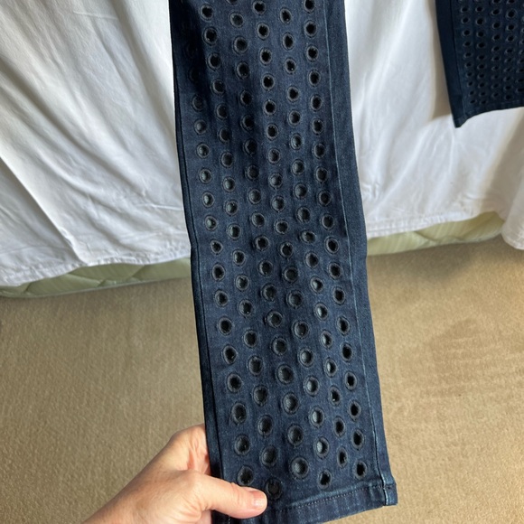 Joseph Ribkoff Signature Jeans with lower leg cut out detail. - Picture 5 of 9